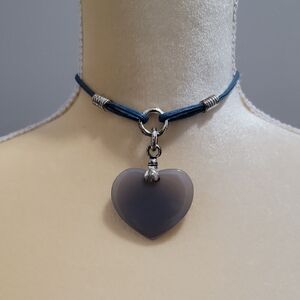 Heart of Stone Blue and Silver Heart Pendant Necklace
